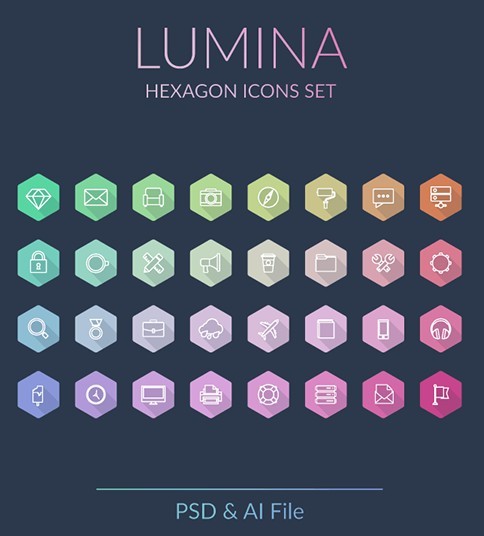 Lumina Hexagon Icons Set